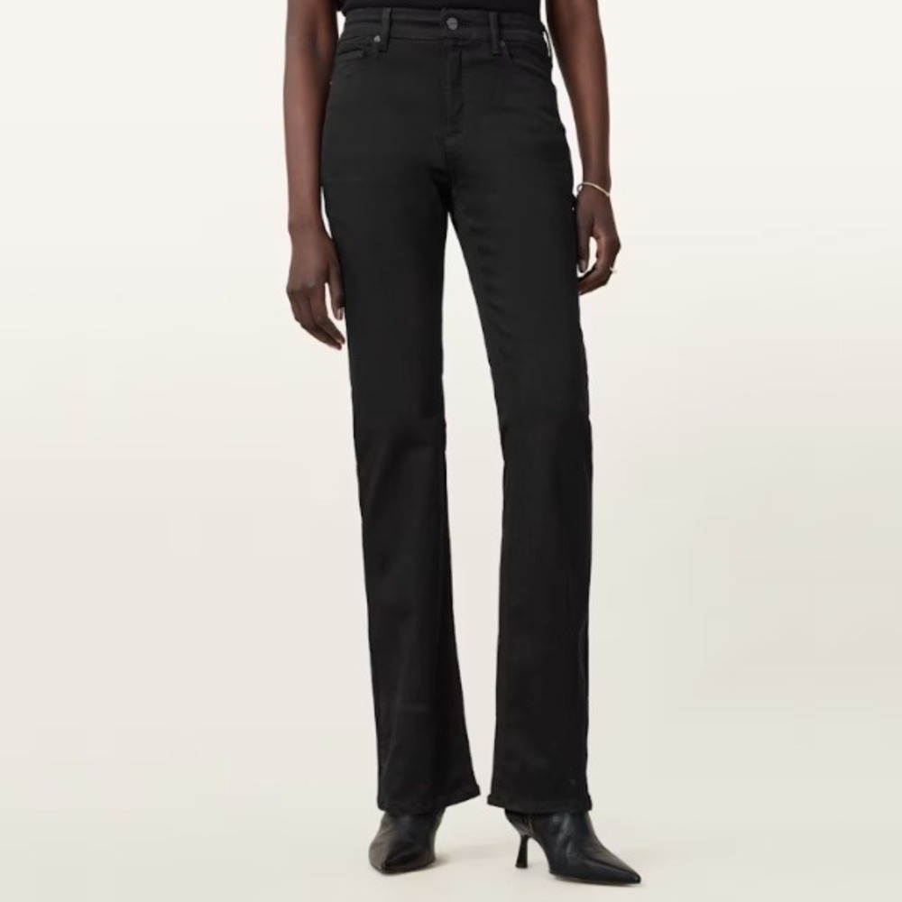 NWT AllSaints Haldan Slim Bootcut Jeans Black Mid Rise Comfort Stretch Size 27